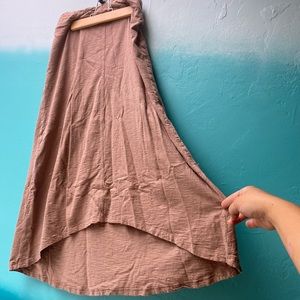 LOGO midi skirt high low hem coco brown